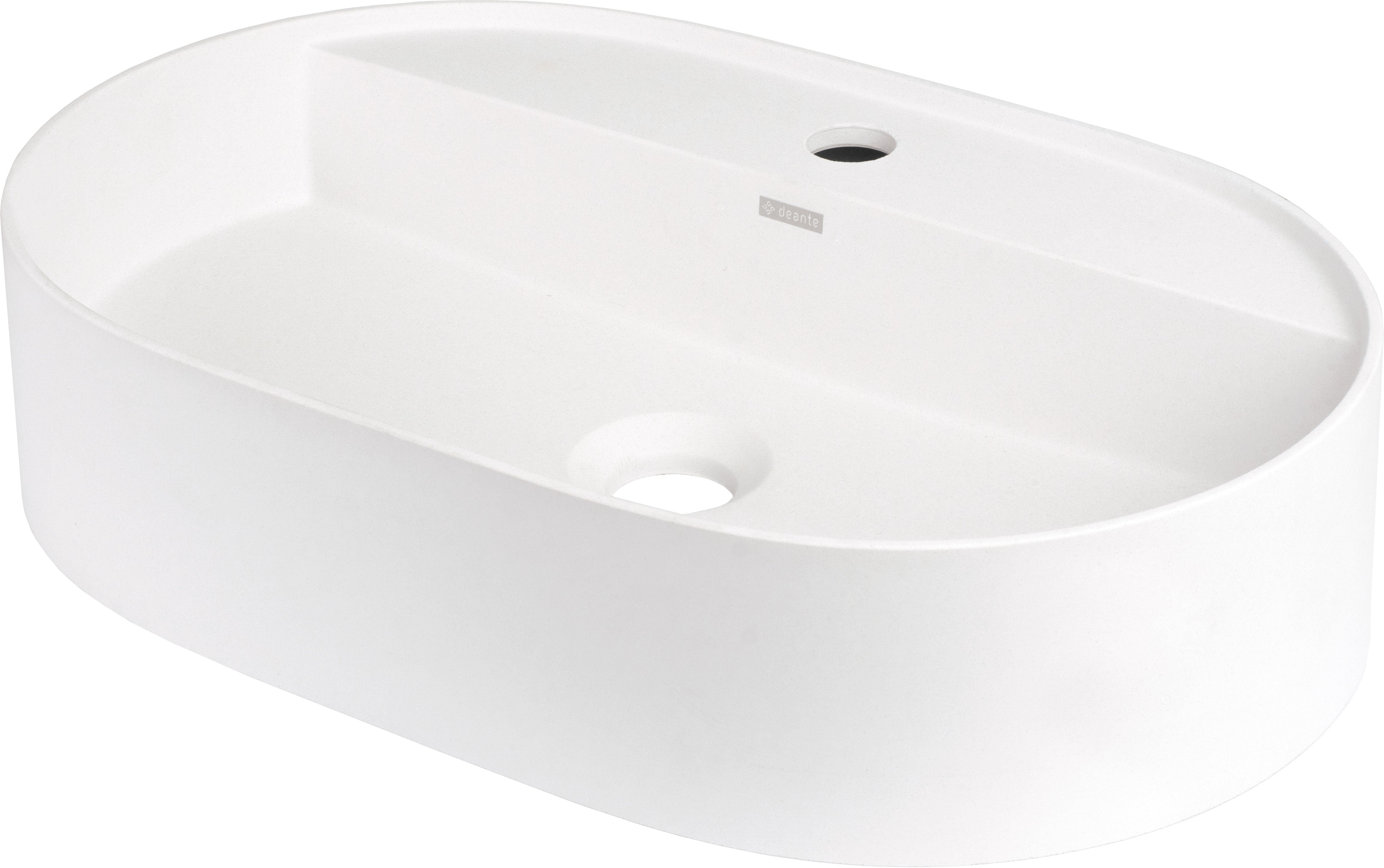 Granite washbasin, countertop, with tap shelf - oval